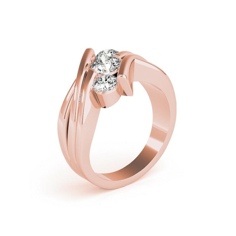 14k Solid White And Rose Gold Cushion Cut Simulated Diamond Engagement –  ASparklingWorld